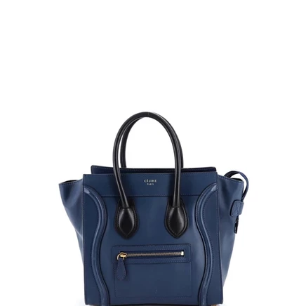 Женская сумка Pre-Owned Celine Micro Bicolor Luggage кожаная, синяя