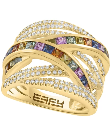 Женское кольцо EFFY Collection с мультикамнями и бриллиантами, 14K, желтое