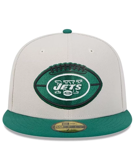 Мужская кепка New Era Stone/Green New York Jets 2024 Sideline Historic длиной 59 футов. stone, green