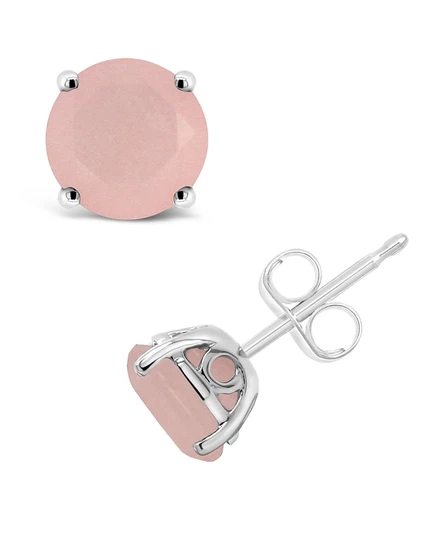 Серьги-пусеты Macy's, серебро 925, розовый кварц