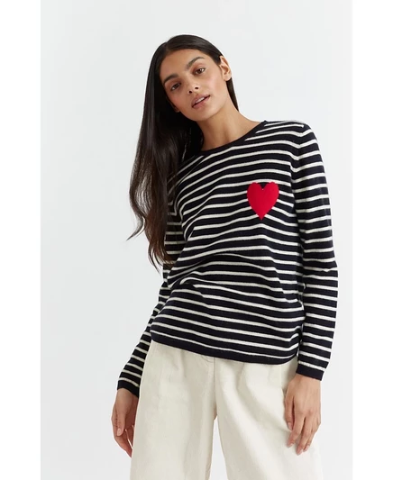 Женский свитер Chinti & Parker Breton Heart из шерсти и кашемира, синий