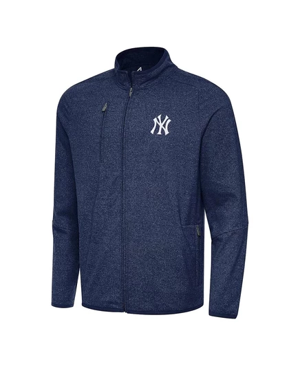 Мужская куртка из трехслойной ткани Heather Navy New York Yankees от Antigua с застежкой на молнию heather navy