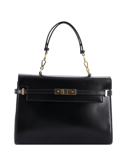 Женская сумка Saint Laurent Manhattan средняя кожаная, черная