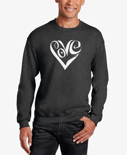 Мужская толстовка с круглым вырезом в стиле Word Art Script Love Heart