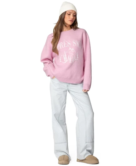 Удлиненный женский свитер для катания на лыжах Apres Ski от Edikted pink