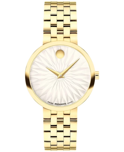 Классические швейцарские кварцевые часы Movado Women's Museum с желтым PVD покрытием, 29,5 мм