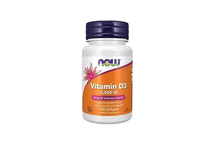 Витамин D3 NOW Foods 2500 МЕ, 180 капсул