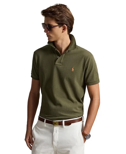 Мужское поло Polo Ralph Lauren Custom Slim, зеленое (3)