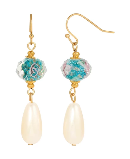 Серьги 2028 Crystal Flower с имитацией жемчуга, голубые