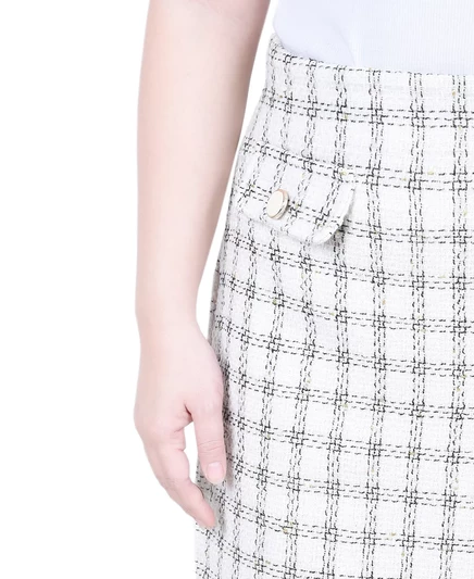 Юбка из твида двойного вязания Petite Slim из нью-йоркской коллекции white gold