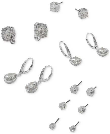 Женские клипсы Anne Klein Crystal Stud, серебристые