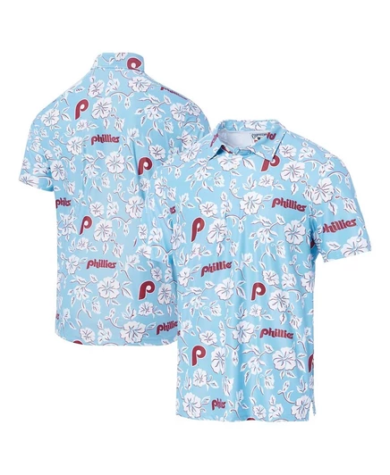Мужская светло-голубая футболка-поло Philadelphia Phillies Cooperstown Collection Performance от Reyn Spooner