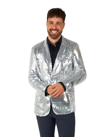 Мужской пиджак Suitmeister в пайетках, серебристый