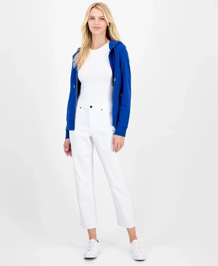 Женские прямые джинсы Bay средней посадки Nautica Jeans белого цвета