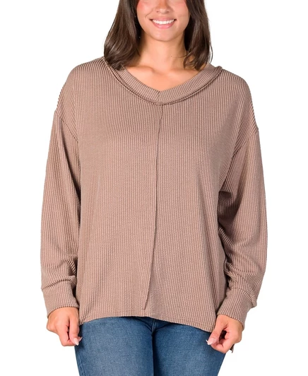 Женский ребристый джемпер 24seven Comfort Apparel, бежевый
