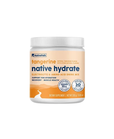 nativePath Native Hydrate, без сахара, порошок электролитов с ВСАА, Мандариновая гидратация, подходит для кето и палео-диеты, 30 порций белого