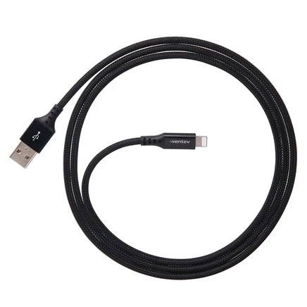 Высокоскоростной сверхпрочный 4-футовый кабель Ventev Alloy USB A для подключения к Apple Lightning черный