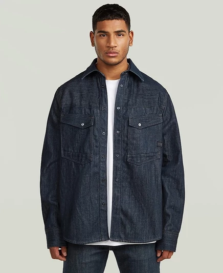 Мужская верхняя рубашка с воротником Dakota Regular от G-Star Raw синего цвета