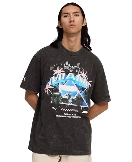 Мужская футболка с постиранным рисунком Puma F1 Miami, черная