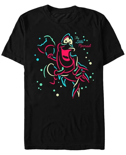 Мужская футболка с коротким рукавом Disney The Little Mermaid Neon Sebastian от Disney black