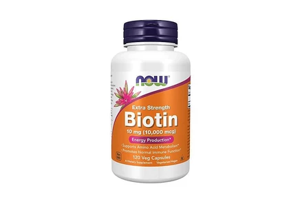 NOW Foods Biotin Extra Strength,120 капсул черного цвета