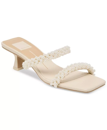 Женские модельные босоножки Dolce Vita Boni Pearl с двойным ремешком на низком каблуке vanilla pearl