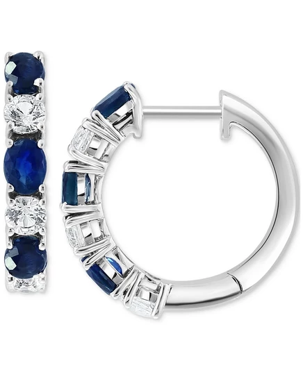 Серьги-кольца EFFY Collection с изумрудом и сапфиром, синие