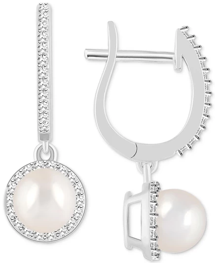 Женские серьги Macy's, жемчуг и бриллианты, жемчужные