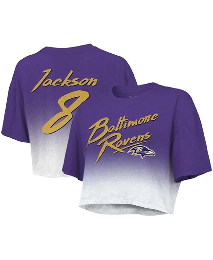 Женская футболка Majestic Lamar Jackson, фиолетово-белая