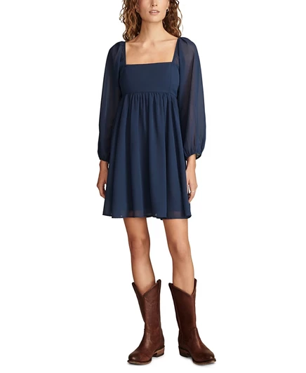 Женское мини-платье Lucky Brand со сборкой на лифе, синее