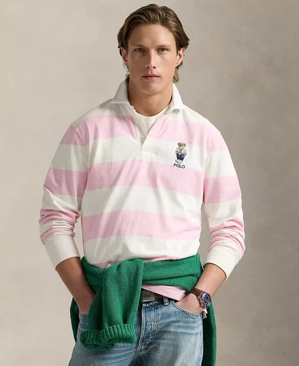  Мужская рубашка для регби из джерси Polo Bear классического кроя pink/white heritage