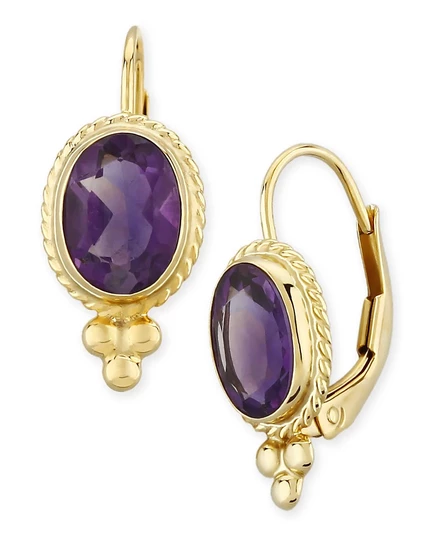 Серьги-подвески Macy's из золота 585 пробы, аметист