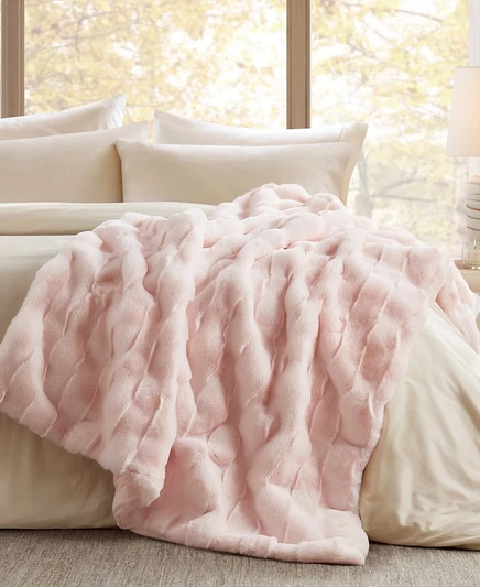 Плед Madison Park Vivienne, искусственный мех, розовый