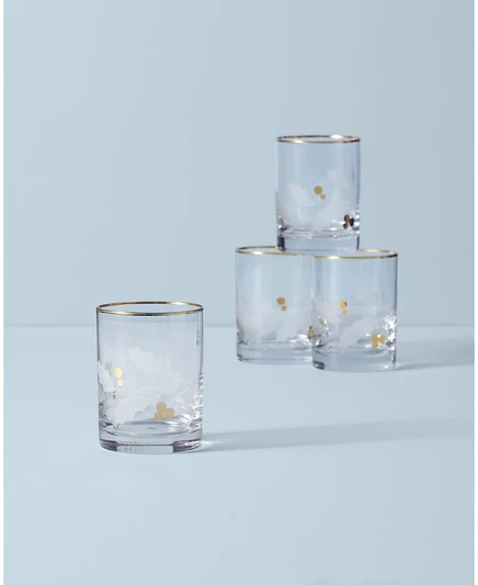 Стаканы для виски Lenox Holiday Gold, 4 шт., прозрачные