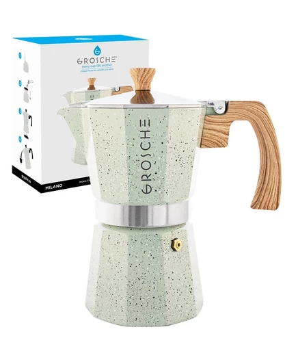 Гейзерная кофеварка GROSCHE Milano Stone на 6 чашек, зеленая