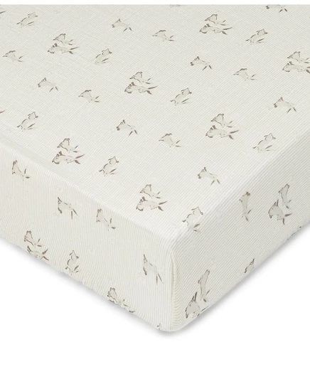 Простыня на резинке Crane Baby Cotton Bunny, белая