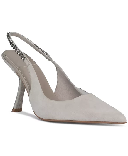  Туфли-лодочки на высоком каблуке Arquois Slingback ivory suede/silver