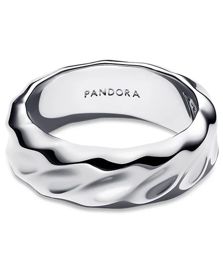 Кольцо Pandora Rippled Wide Band, серебристое