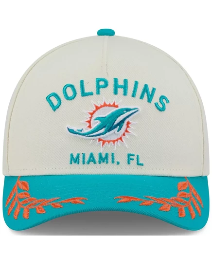 Мужская кепка New Era кремового цвета/цвета морской волны Miami Dolphins с А-образной оправой и регулируемой длиной