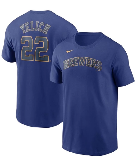 Мужская футболка Nike Christian Yelich Brewers, синяя
