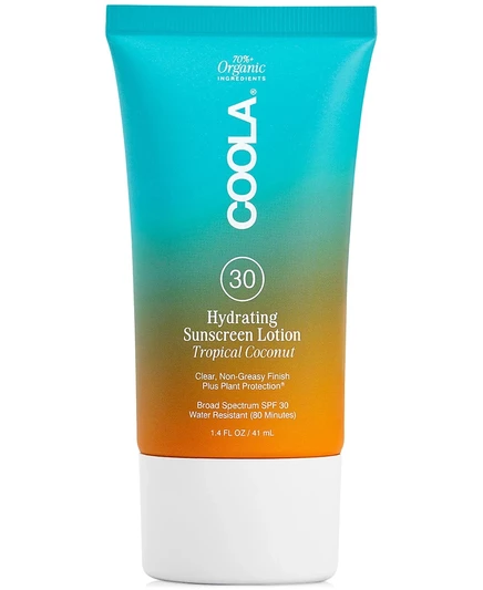 Увлажняющий солнцезащитный лосьон COOLA SPF 30 с тропическим кокосом, 1,4 унции, без цвета