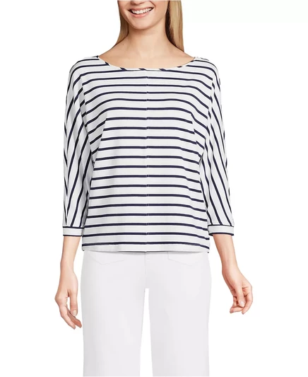  Женский легкий трикотажный топ navy/white breton stripe
