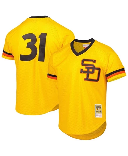 Мужская майка Mitchell & Ness Dave Winfield Gold из коллекции San Diego Padres Cooperstown с сеткой для тренировок по ватину gold
