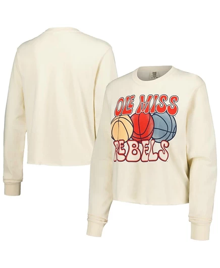 Женская укороченная футболка Image One Ole Miss Rebels, бежевая