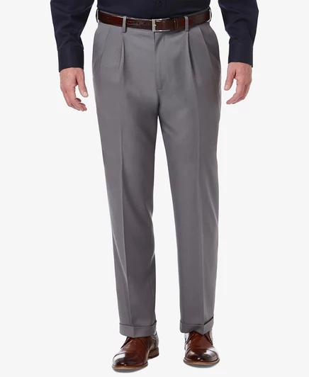 Мужские классические брюки Haggar Premium Comfort с защипами, серые