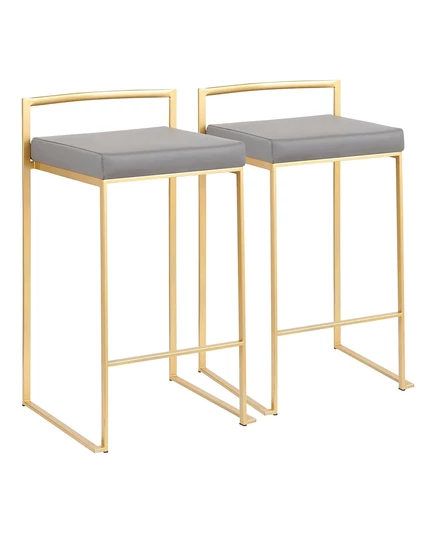 Табурет-стойка Fuji Gold, комплект из 2-х серых стульев