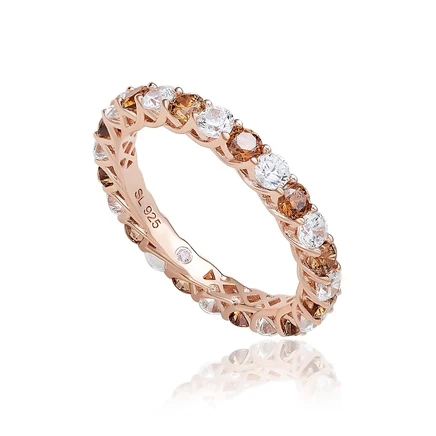 Женское кольцо Suzy Levian Eternity, серебро, коричневое
