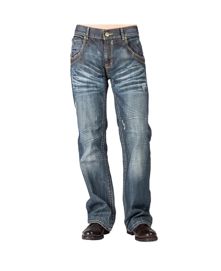 Мужские потертые джинсы свободного кроя из денима Bootcut с карманом на молнии blue rainman