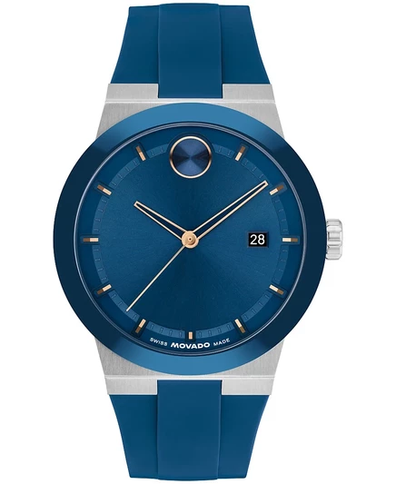 Мужские кварцевые часы Movado Bold Fusion Swiss с синим силиконом, 42,30 мм