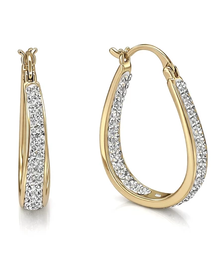 Серьги-кольца And Now This Crystal In & Out каплевидные, позолоченные